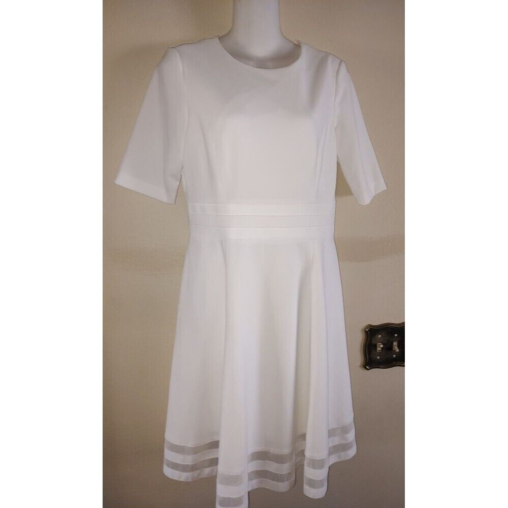 Women's Calvin Klein Creamy White A-Line Party Cocktail Dress Size 8